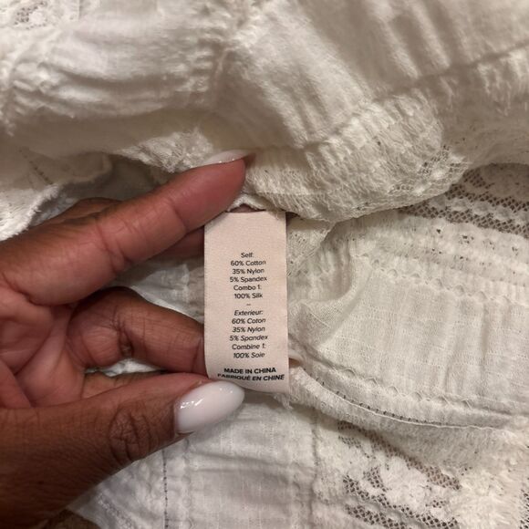 Cinq A Sept Lace Blouse Top Womens Medium Ivory Cold Shoulder Mockneck Boho - Picture 6 of 8